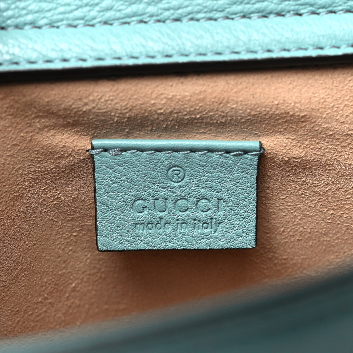Gucci Textured Dollar Calfskin Web Mini Diana Tote Bag Dusty Azure Deep Orange 6 of 10