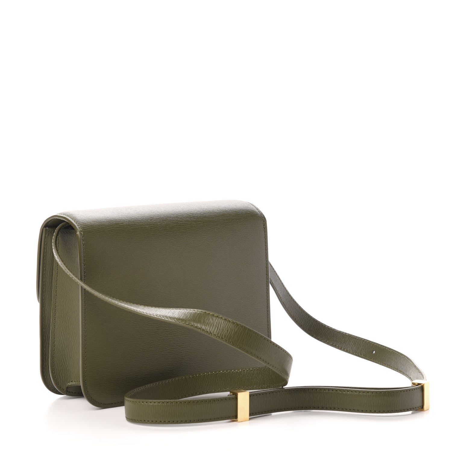 Celine Liege Calfskin Teen Classic Box Flap Bag Dark Olive 3 of 12