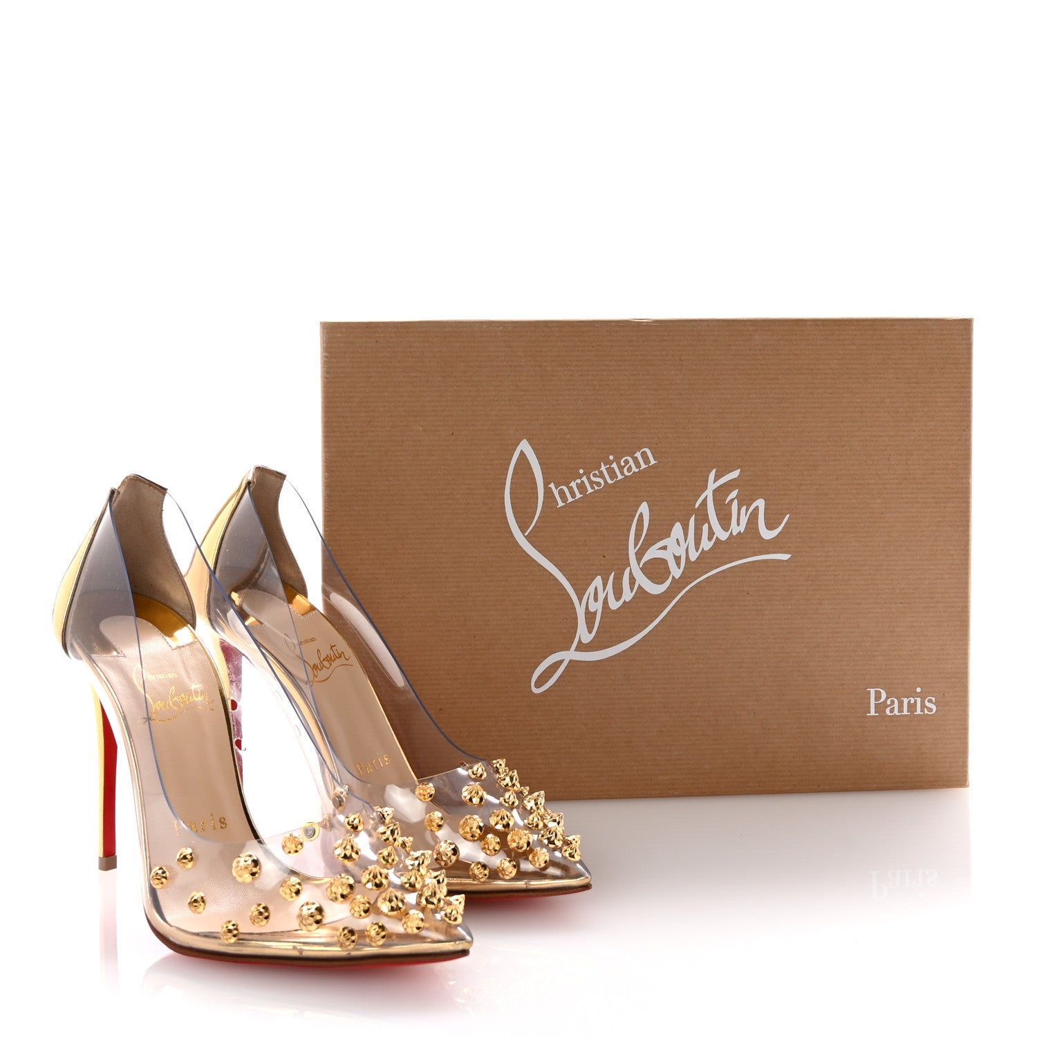 Christian Louboutin PVC Patent Collaclou 100 Pumps 35 Gold 9 of 9