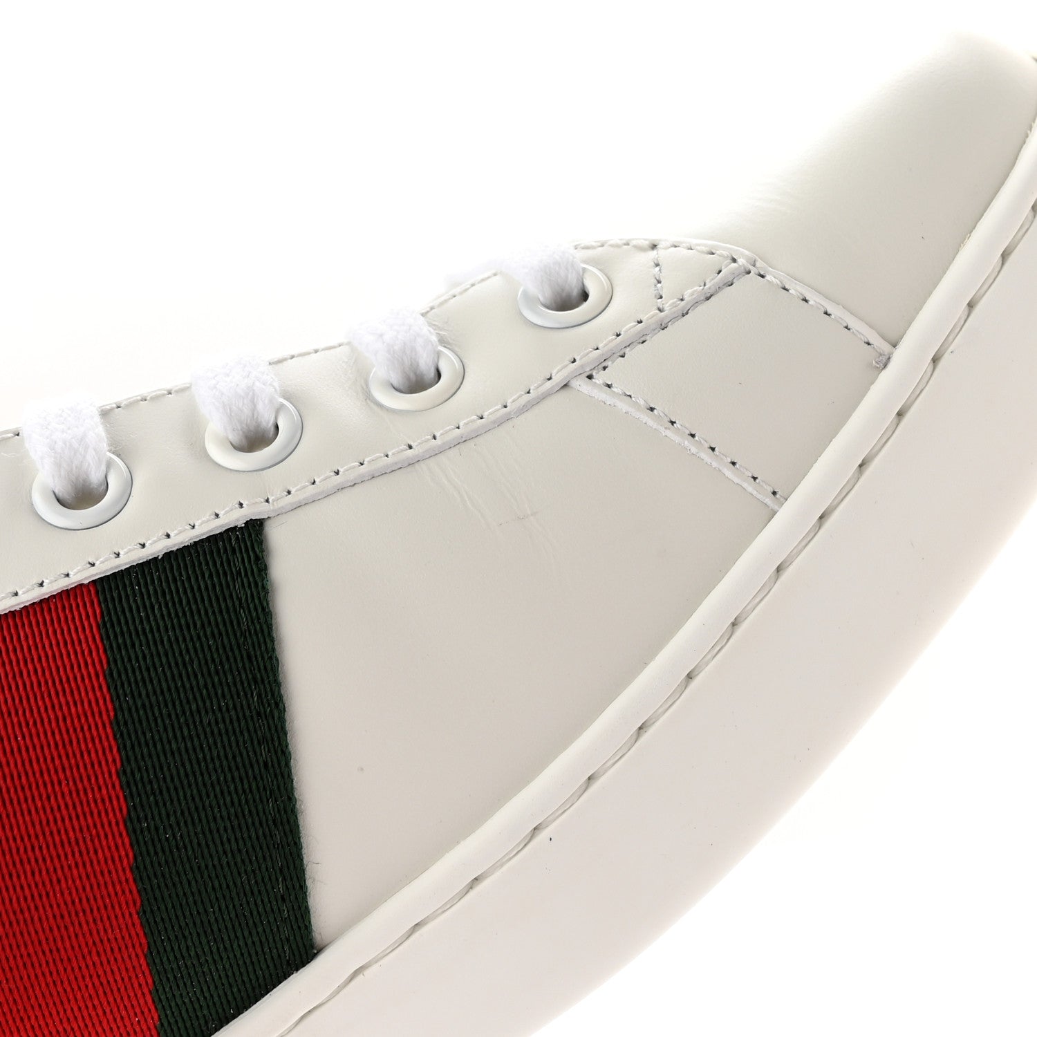 Gucci Calfskin Web Mens Gucci Band Ace Sneakers 8 White 10 of 12