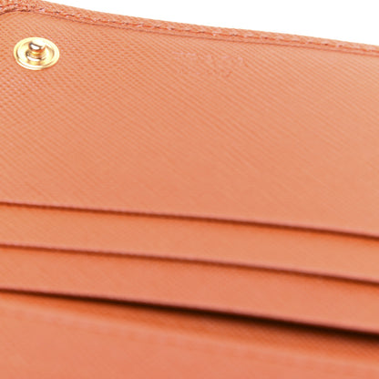 Prada Saffiano Triangle Continental Flap Wallet Papaya 9 of 13