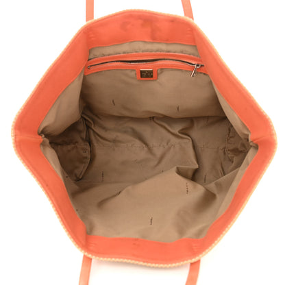 Fendi Woven Straw Raffia Roll Tote Orange Multicolor 5 of 16
