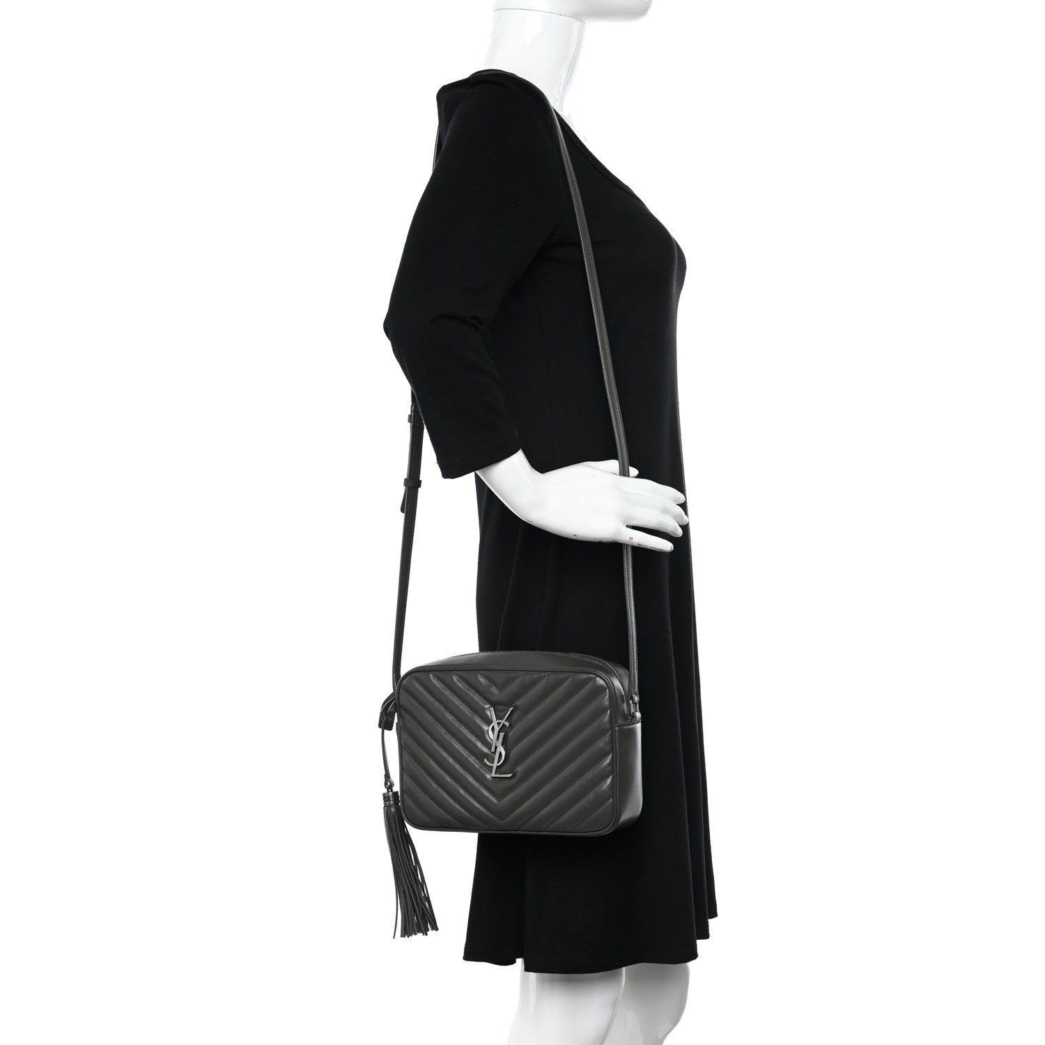 Saint Laurent Calfskin Matelasse Monogram Lou Camera Bag Dark Smog 2 of 14