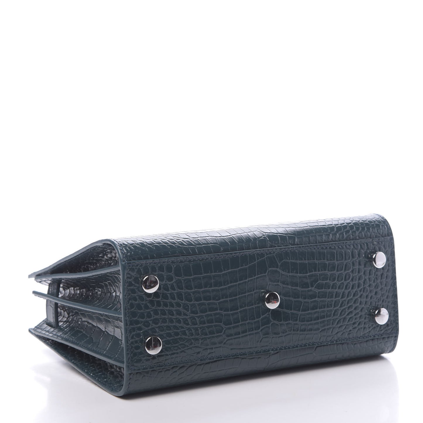 Calfskin Crocodile Embossed Nano Sac De Jour Dark Turquoise