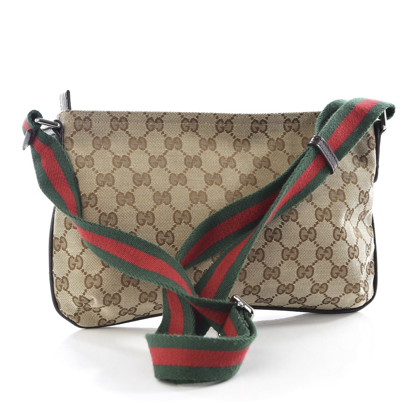 Monogram Web Small Flat Messenger Crossbody Dark Brown
