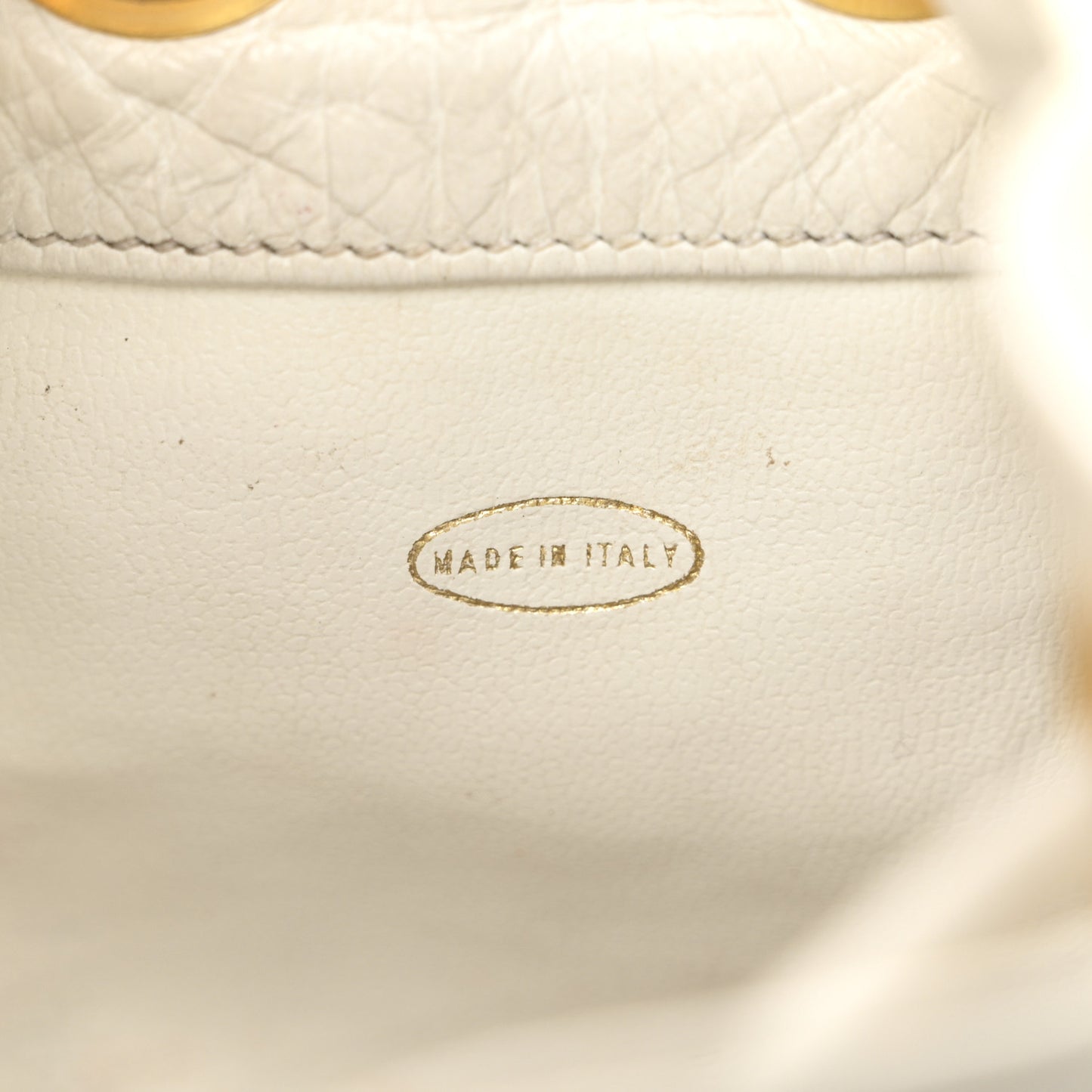 Lambskin CC Drawstring Bucket Bag White