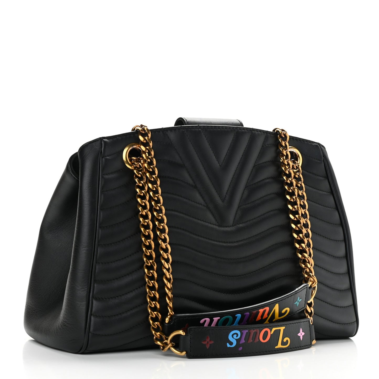 Calfskin New Wave Chain Tote Black