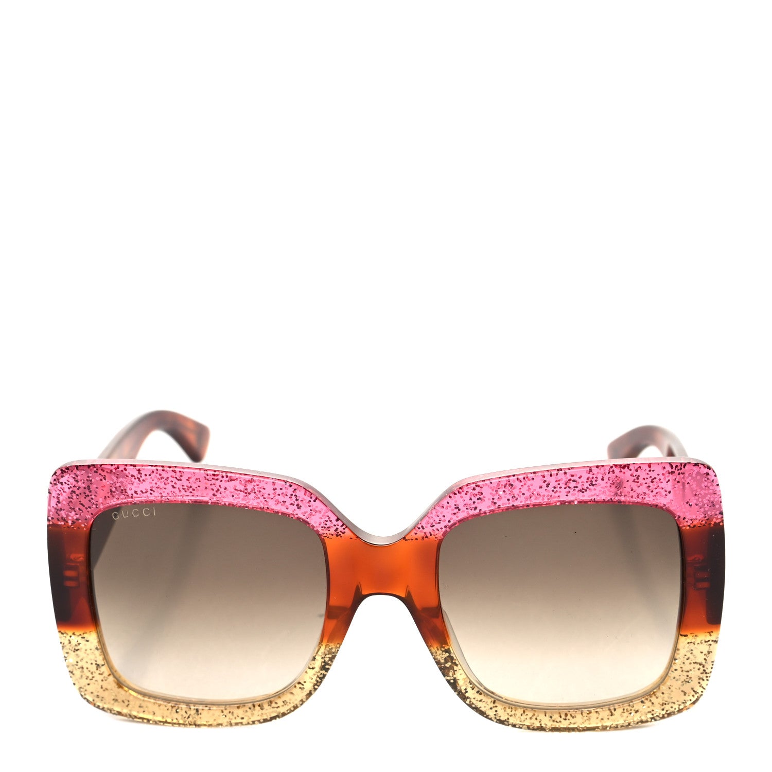 Gucci Acetate Square Frame Sunglasses GG0083S Glitter Pink Multi 2 of 8