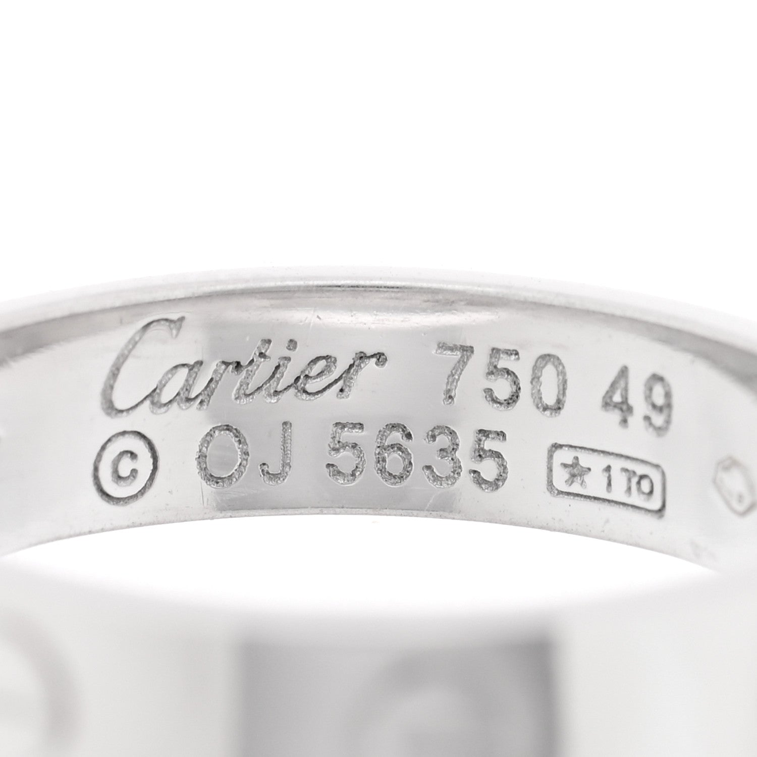 Cartier 18K White Gold Diamond 4mm LOVE Wedding Band Ring 49 5 4 of 4