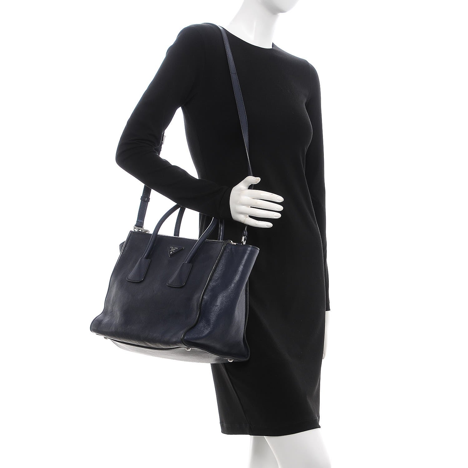 Prada Glace Calf Twin Pocket Tote Baltico 2 of 7
