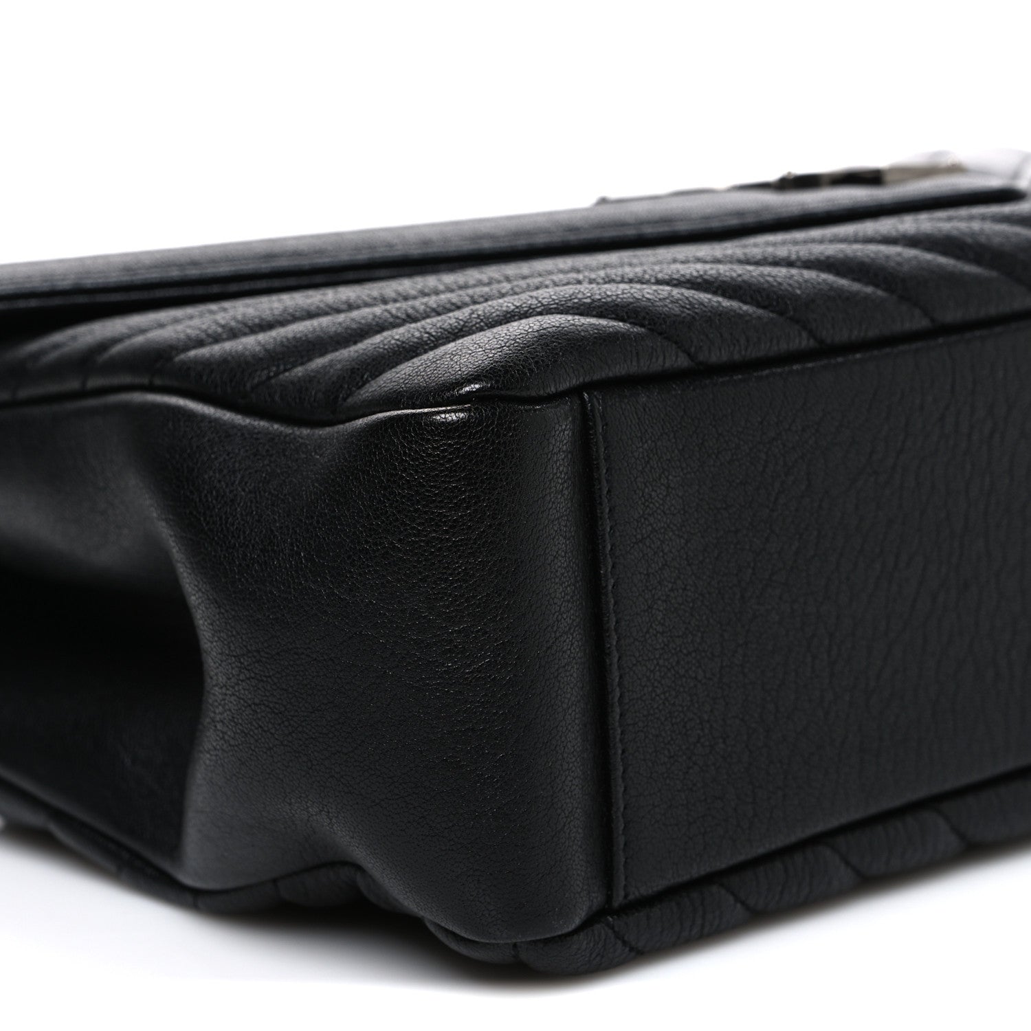 Saint Laurent Sheepskin Matelasse Chevron Monogram Large College Satchel Black 8 of 9
