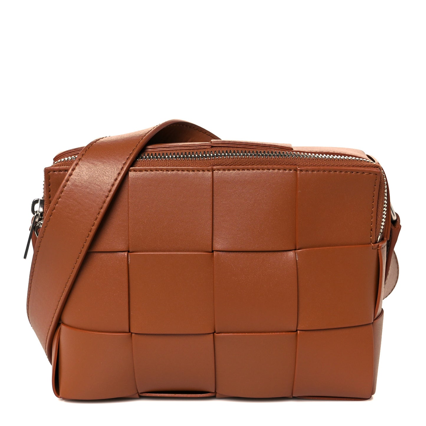 Lambskin Maxi Intrecciato Cassette Camera Bag Caramel