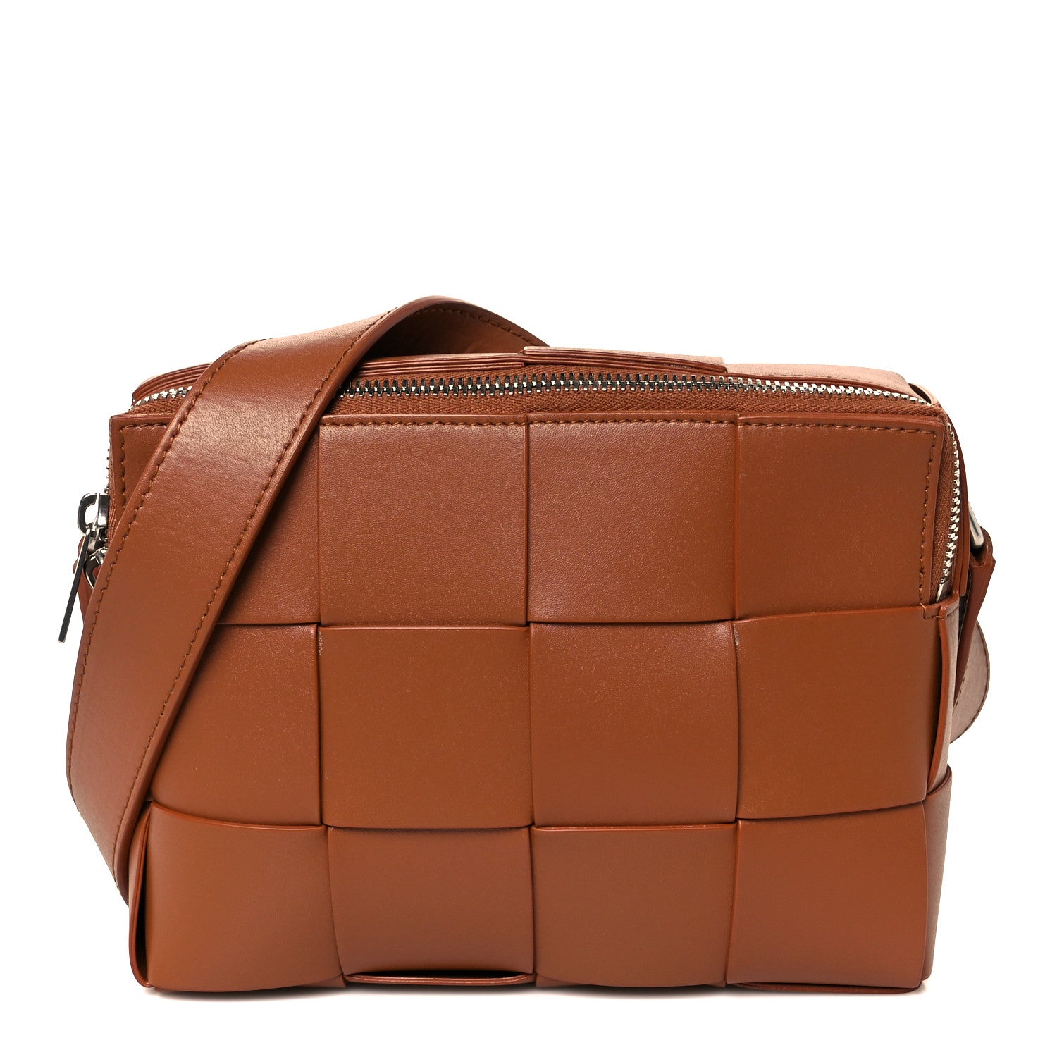 Bottega Veneta Lambskin Maxi Intrecciato Cassette Camera Bag Caramel 1 of 9