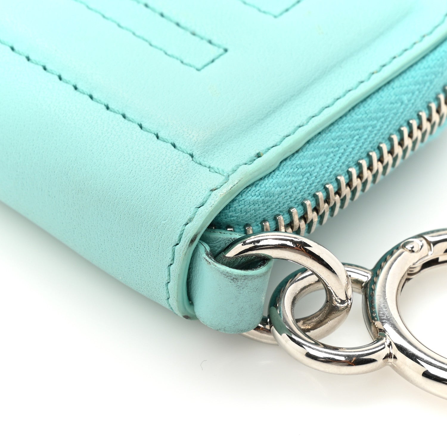 Fendi Vitello Flamingo Mini Zip Around Wallet Tiffany 14 of 17