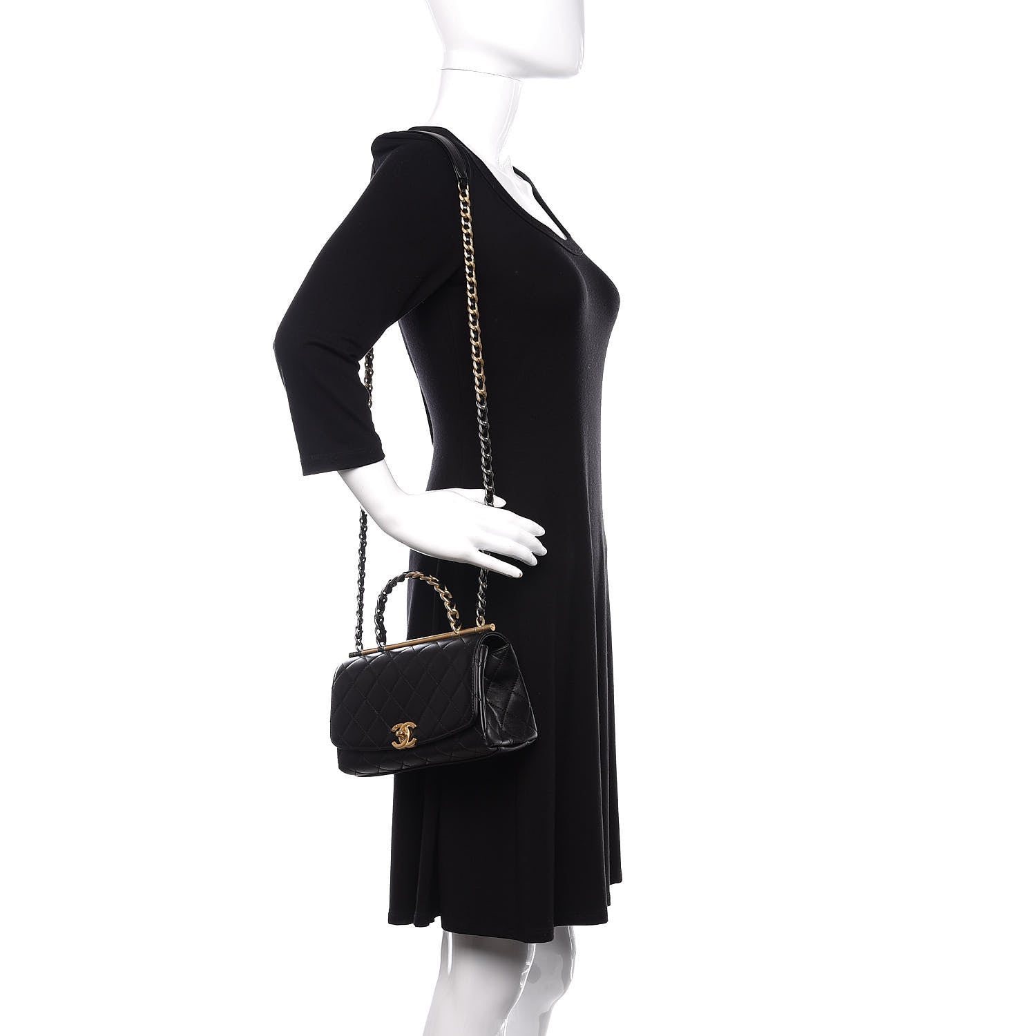 Chanel Lambskin Quilted La Parisienne Top Handle Flap Black 2 of 12
