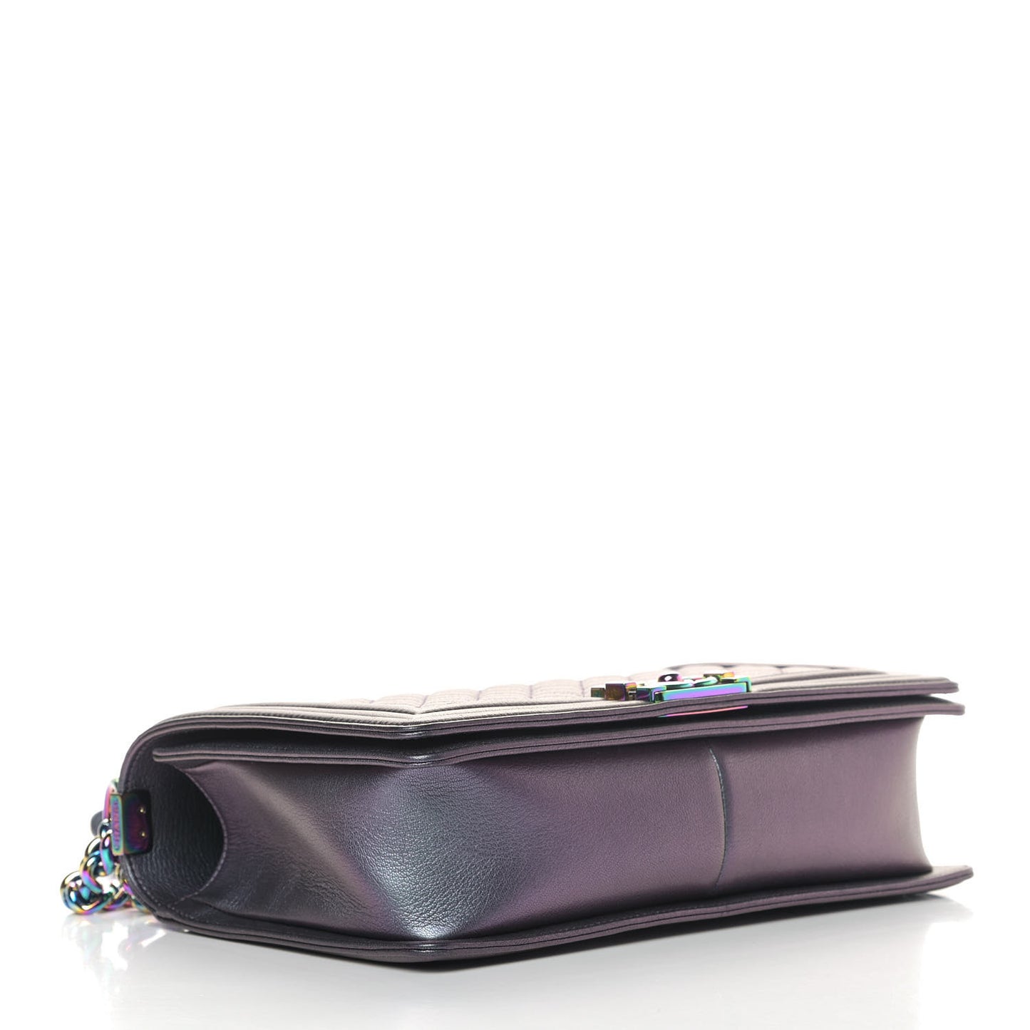 Iridescent Goatskin Quilted New Medium Boy Flap Purple