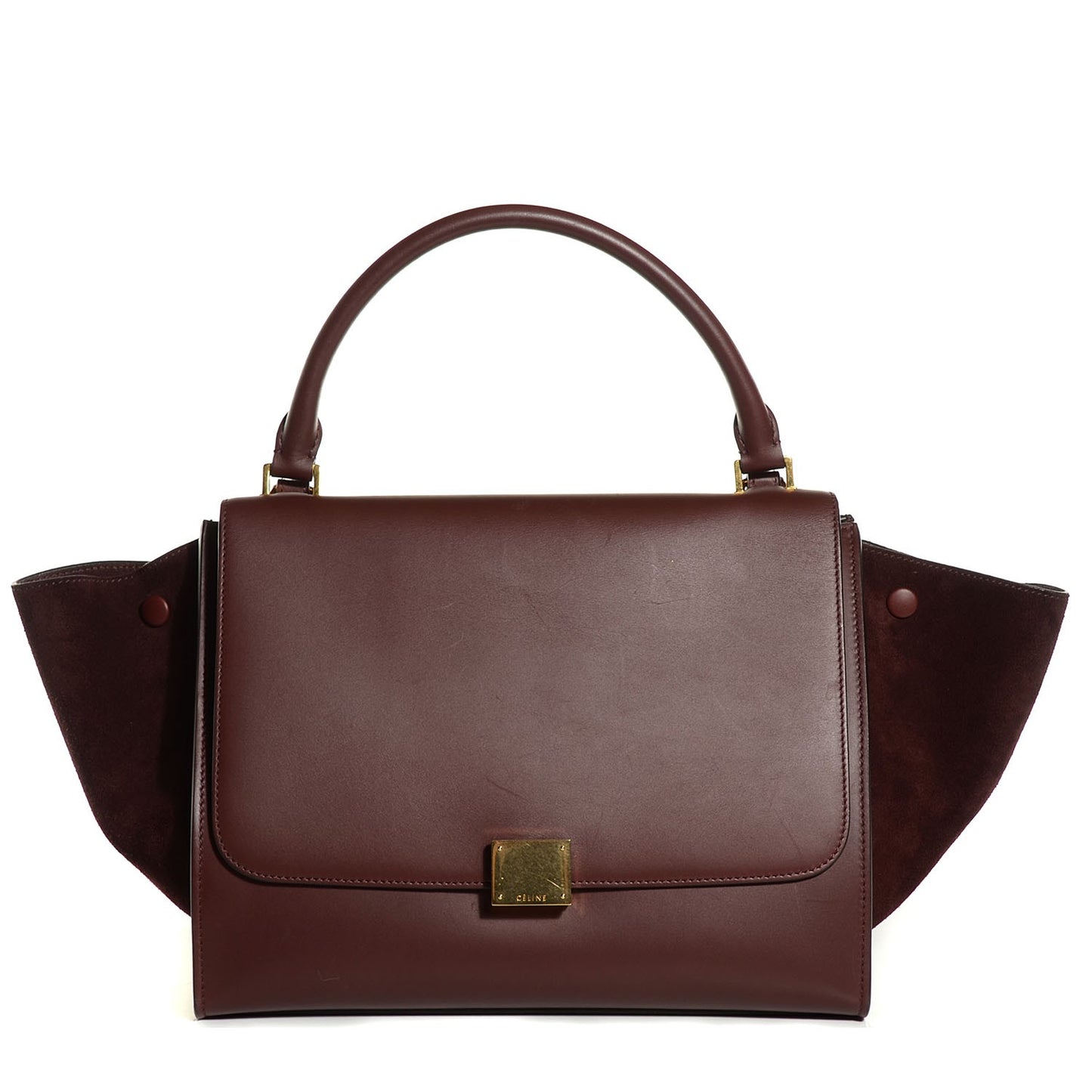 Smooth Calfskin Suede Medium Trapeze Burgundy