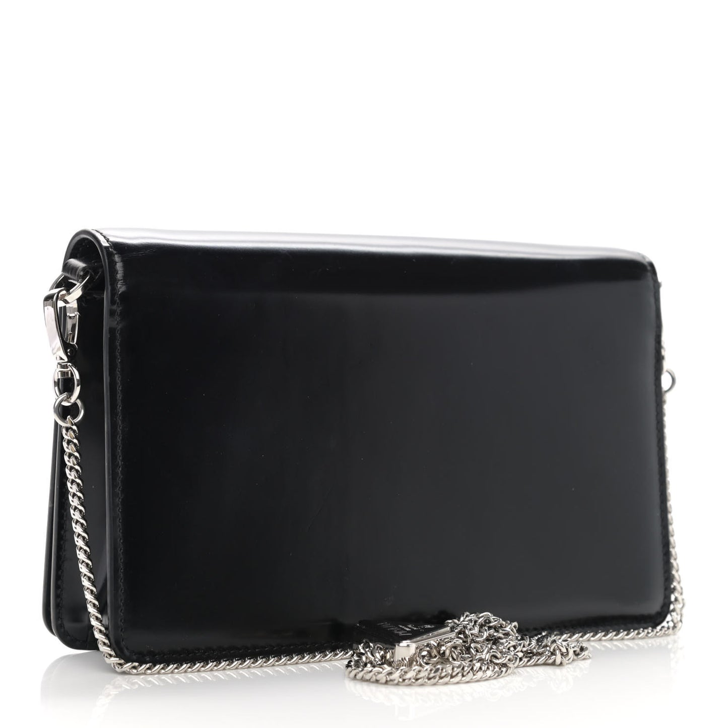 Spazzolato Flap Slide Chain Shoulder Bag Black