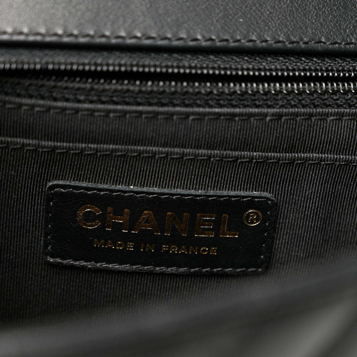Calfskin Chevron Quilted Small Statement Flap Black