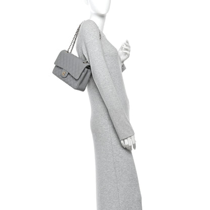 Chanel Caviar Quilted Medium Double Flap Grey 2 of 10