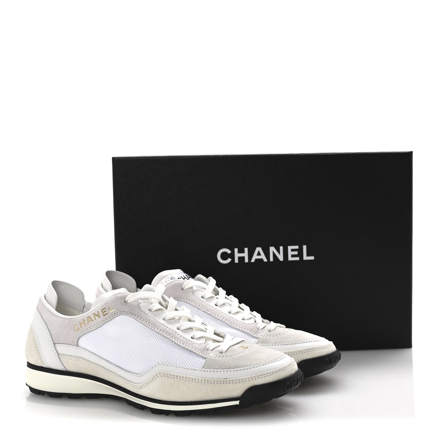 Suede Calfskin Fabric CC Sneakers 36 Light Pink White