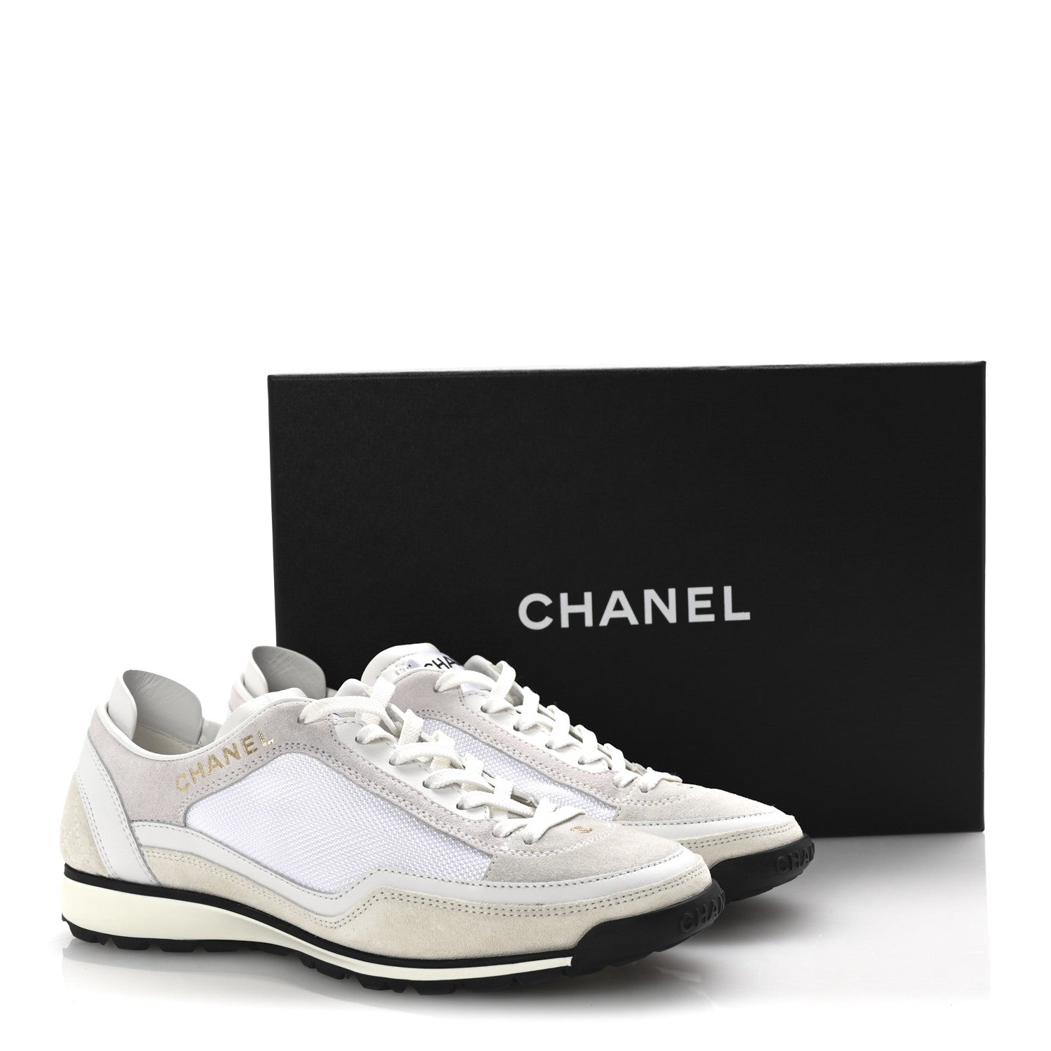 Chanel Suede Calfskin Fabric CC Sneakers 36 Light Pink White 10 of 10