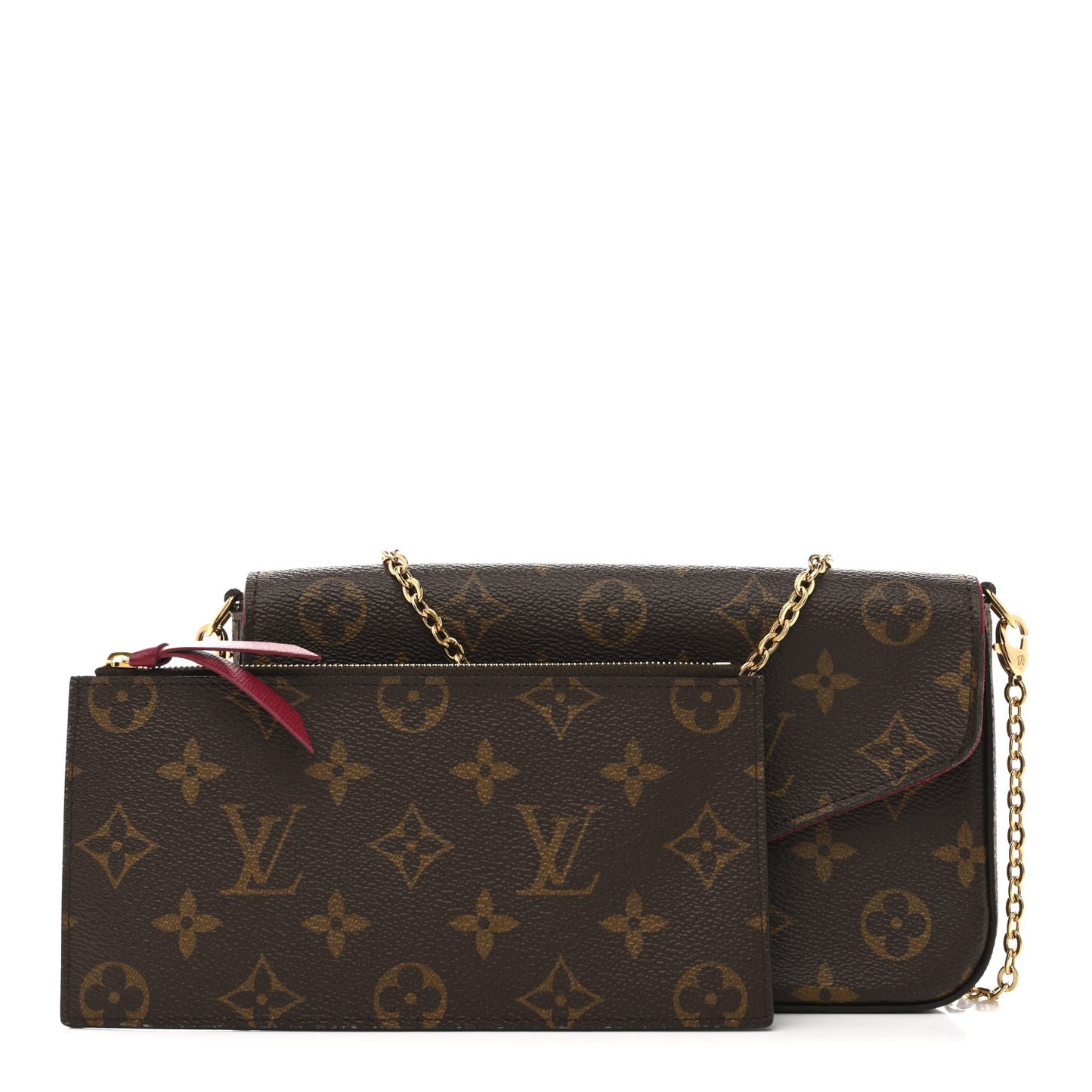 Monogram Pochette Felicie Chain Wallet Fuchsia