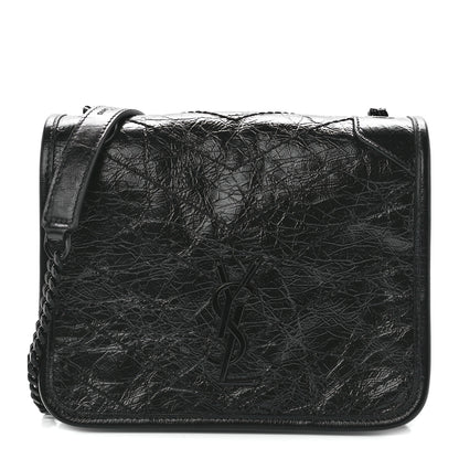 Saint Laurent Crinkled Calfskin Matelasse Monogram Niki Chain Wallet Black 1 of 10