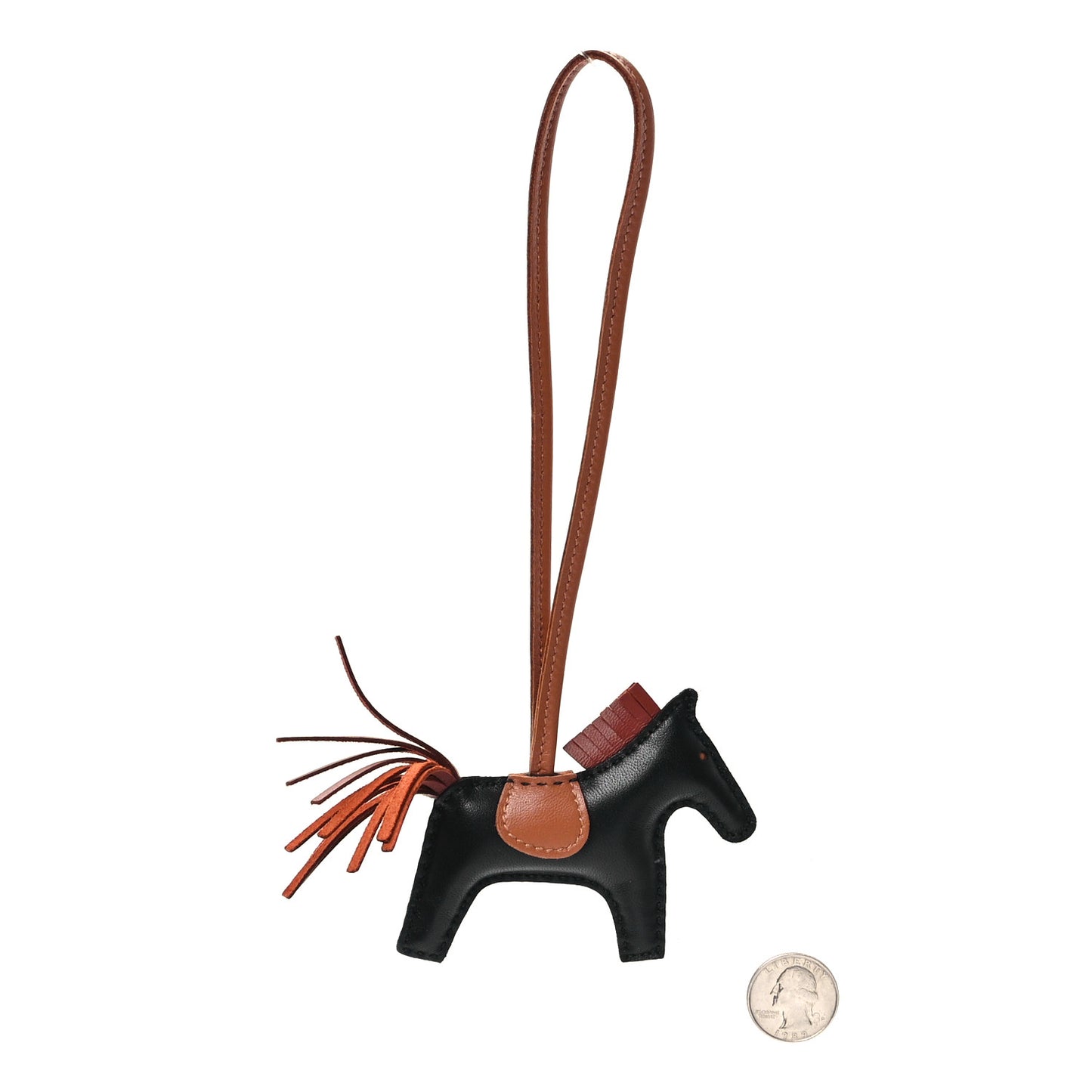 Milo Lambskin Grigri Rodeo Horse Bag Charm PM Black Sienne Gold