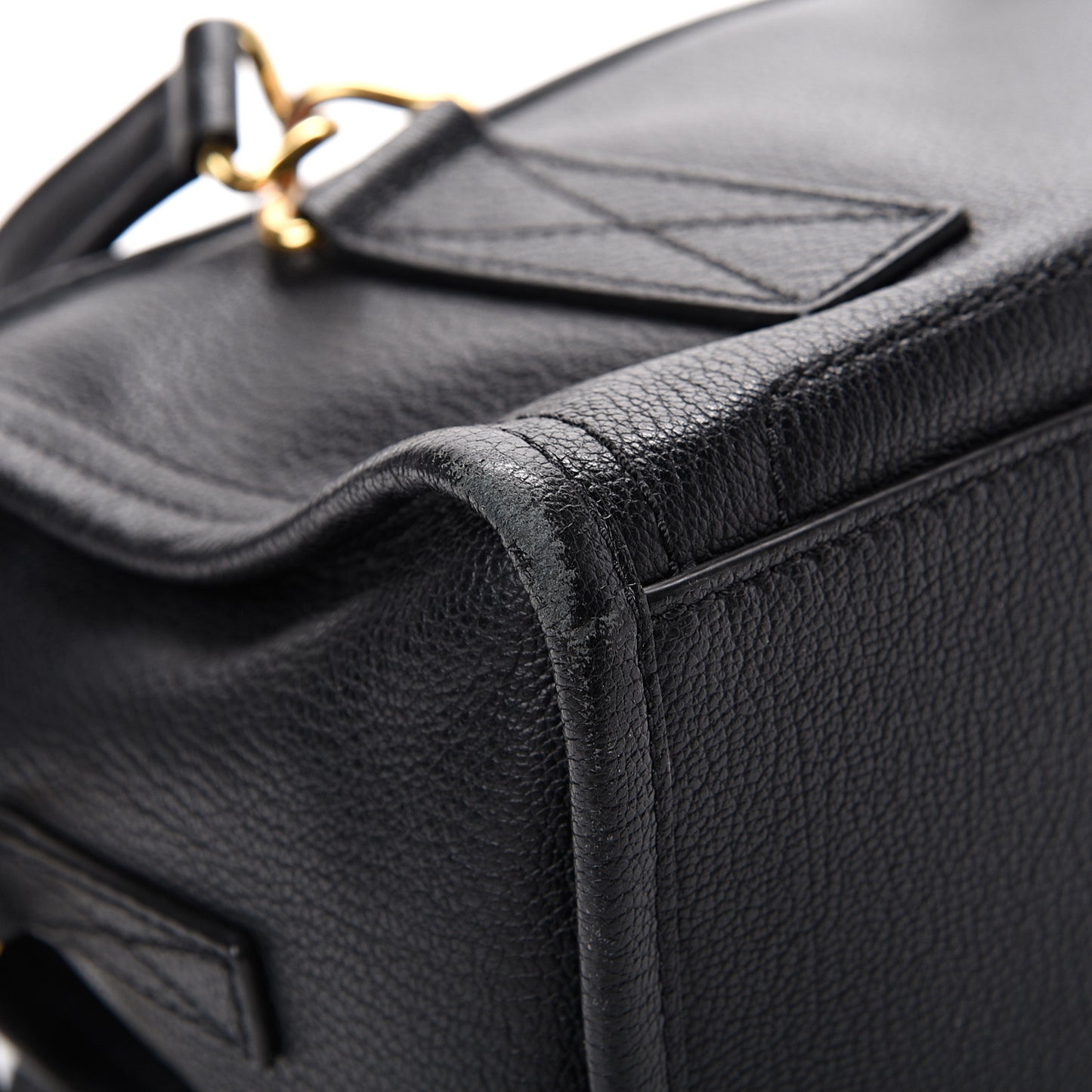 Pebbled Calfskin Wellington Satchel Black