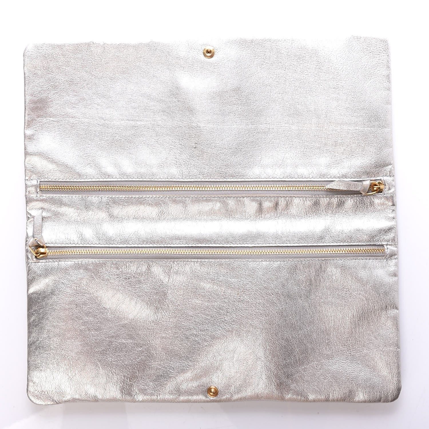 Dolce & Gabbana Metallic Calfskin Flap Clutch Silver 5 of 9