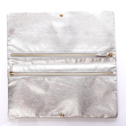 Dolce & Gabbana Metallic Calfskin Flap Clutch Silver 5 of 9