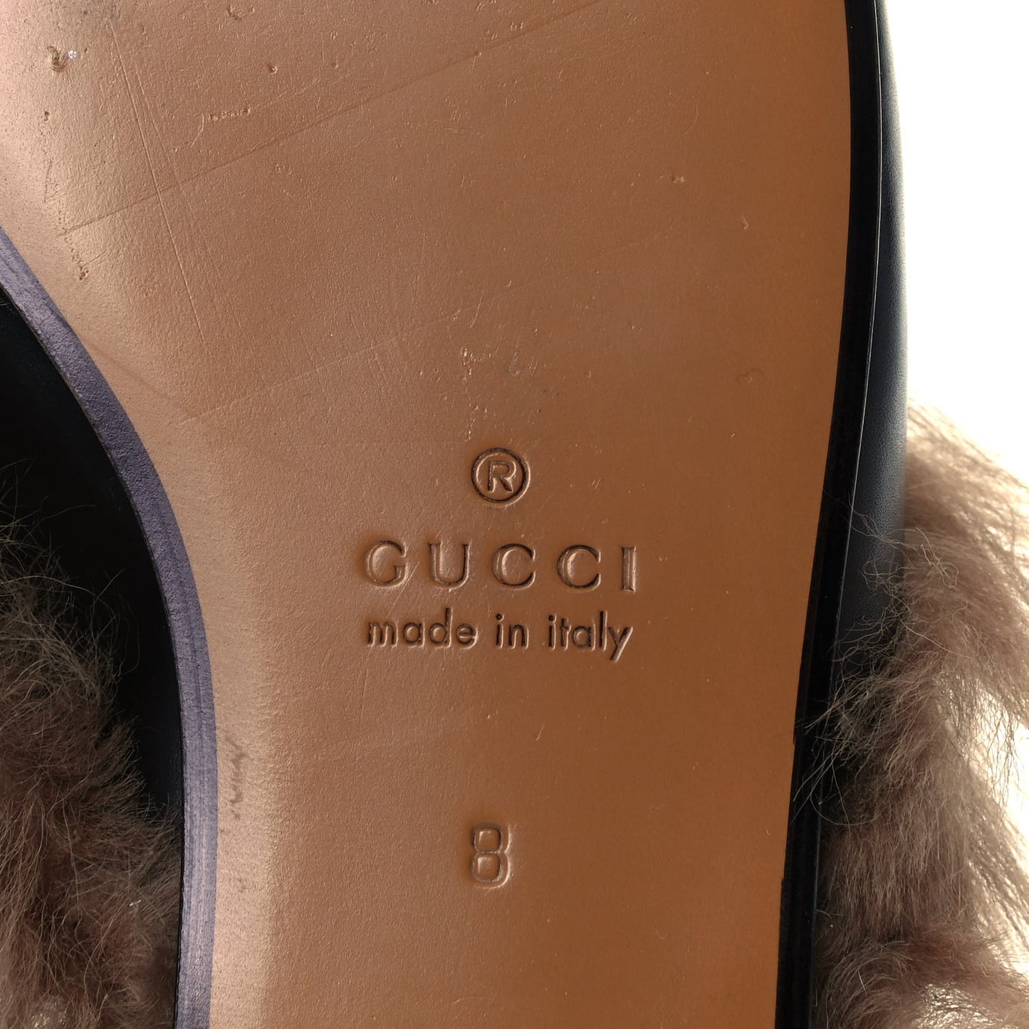 Calfskin Fur Dragon UFO Embroidered Mens Princetown Slippers 8 Black
