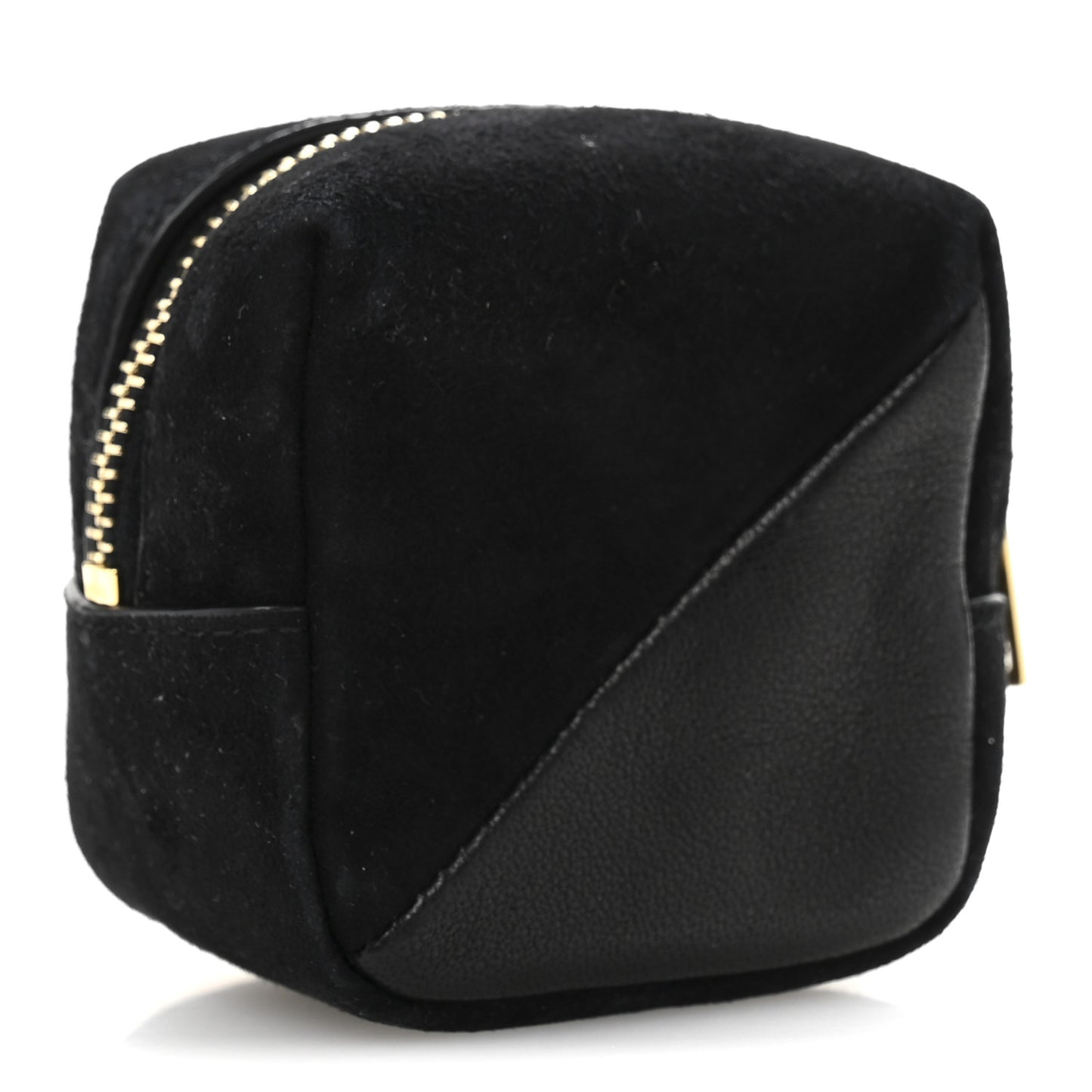 Suede Lambskin Jaime Cube Charm Keychain Black