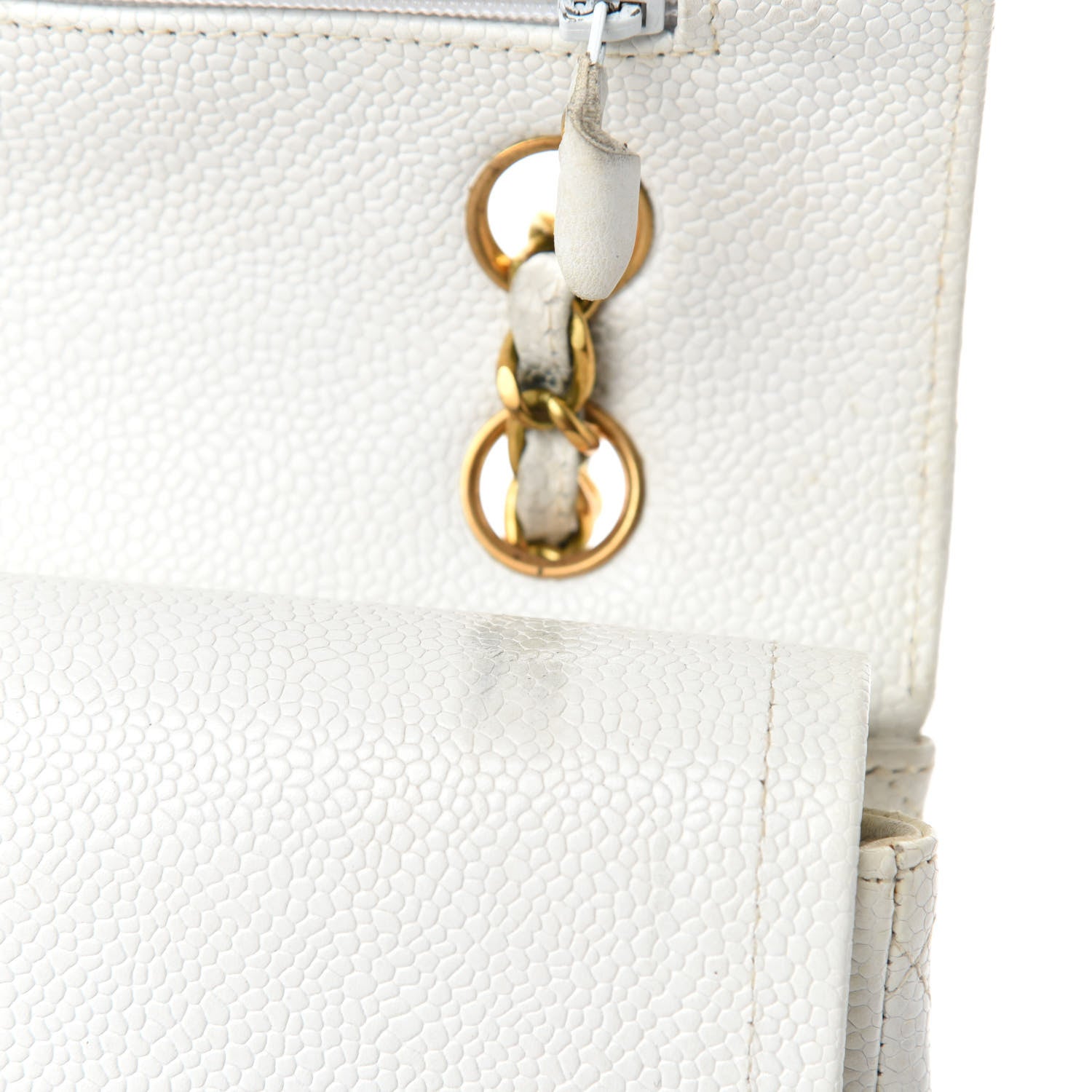 Chanel Caviar Quilted Medium Double Flap White 14 of 21
