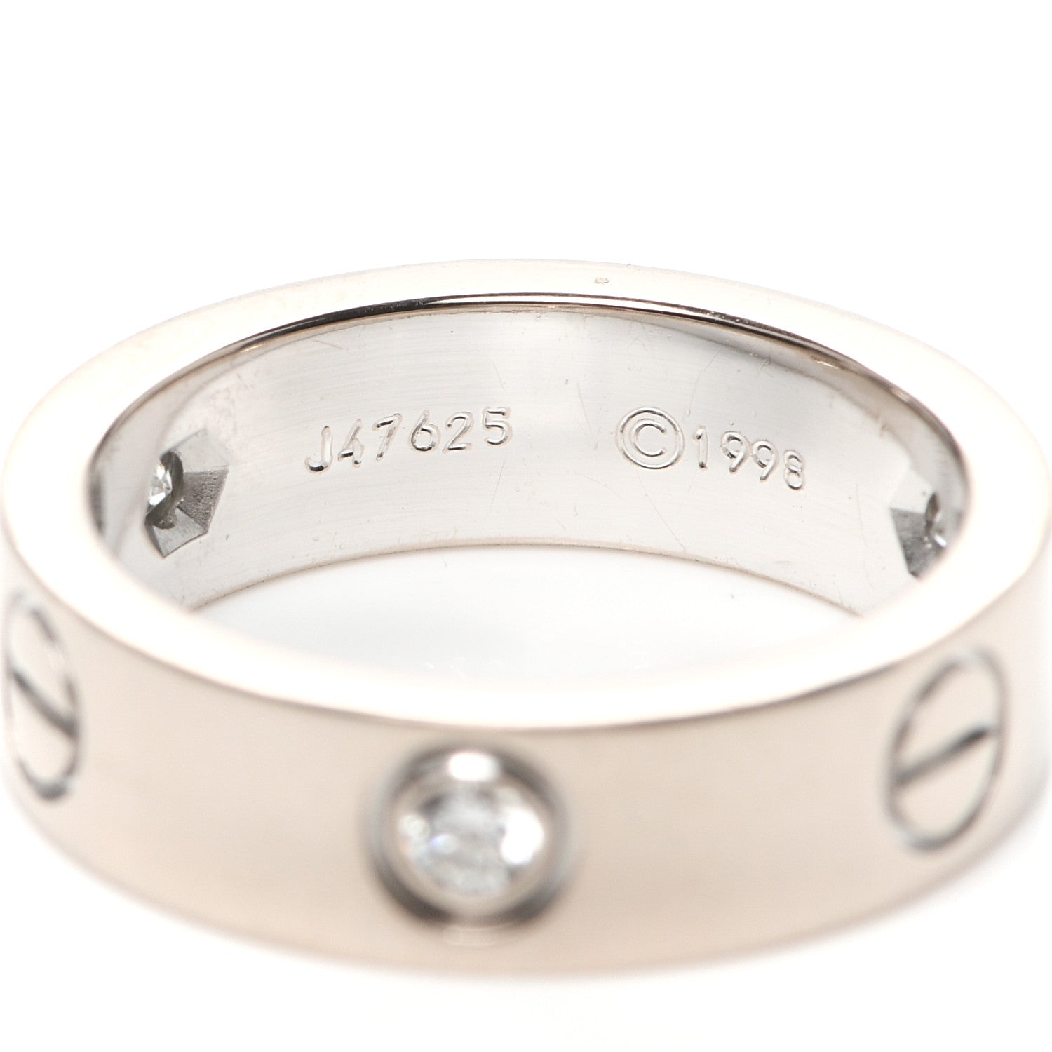 Cartier 18K White Gold 3 Diamond 5.5mm LOVE Ring 52 6 7 of 10