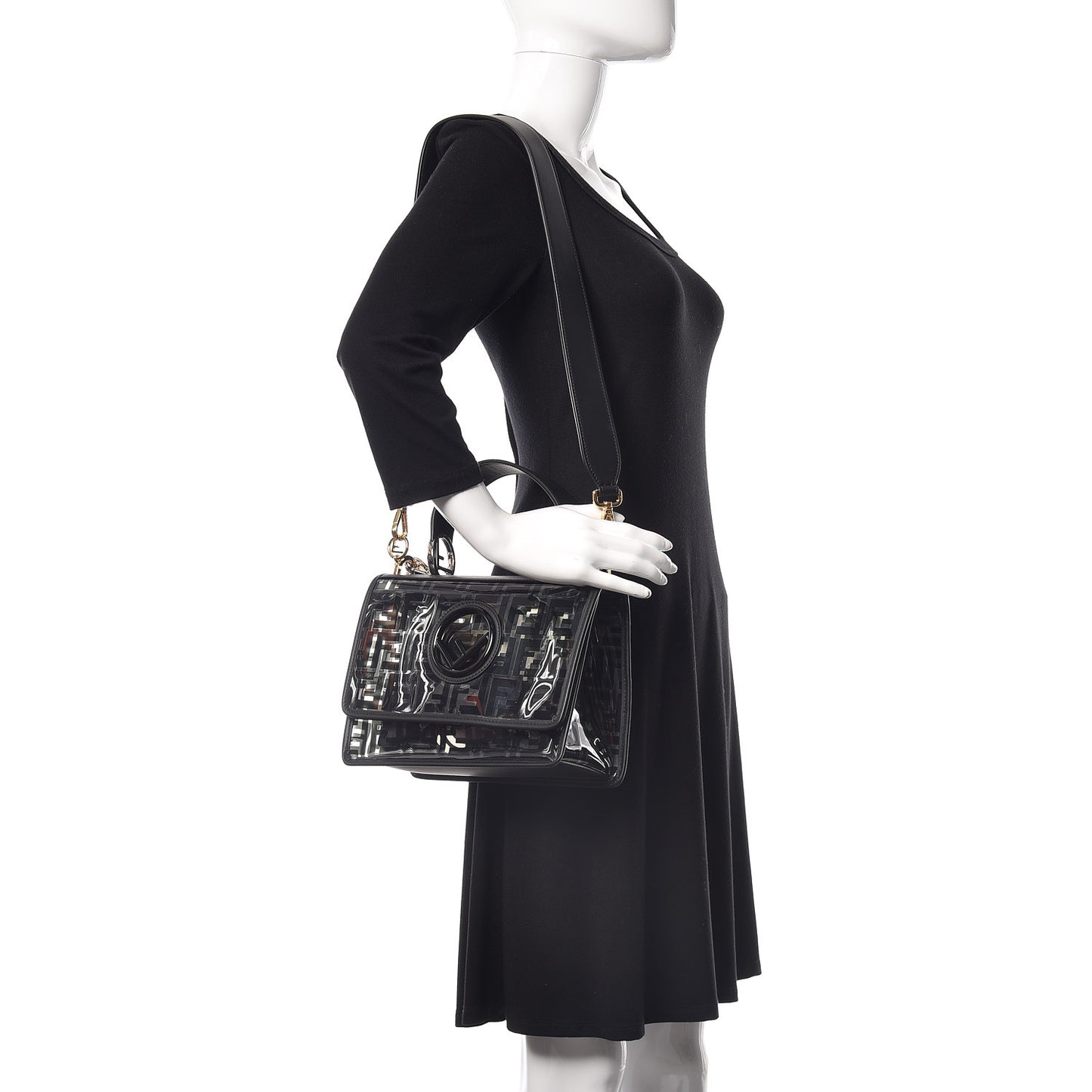TPU FF Vitello Century F is Fendi Kan I Shoulder Bag Black