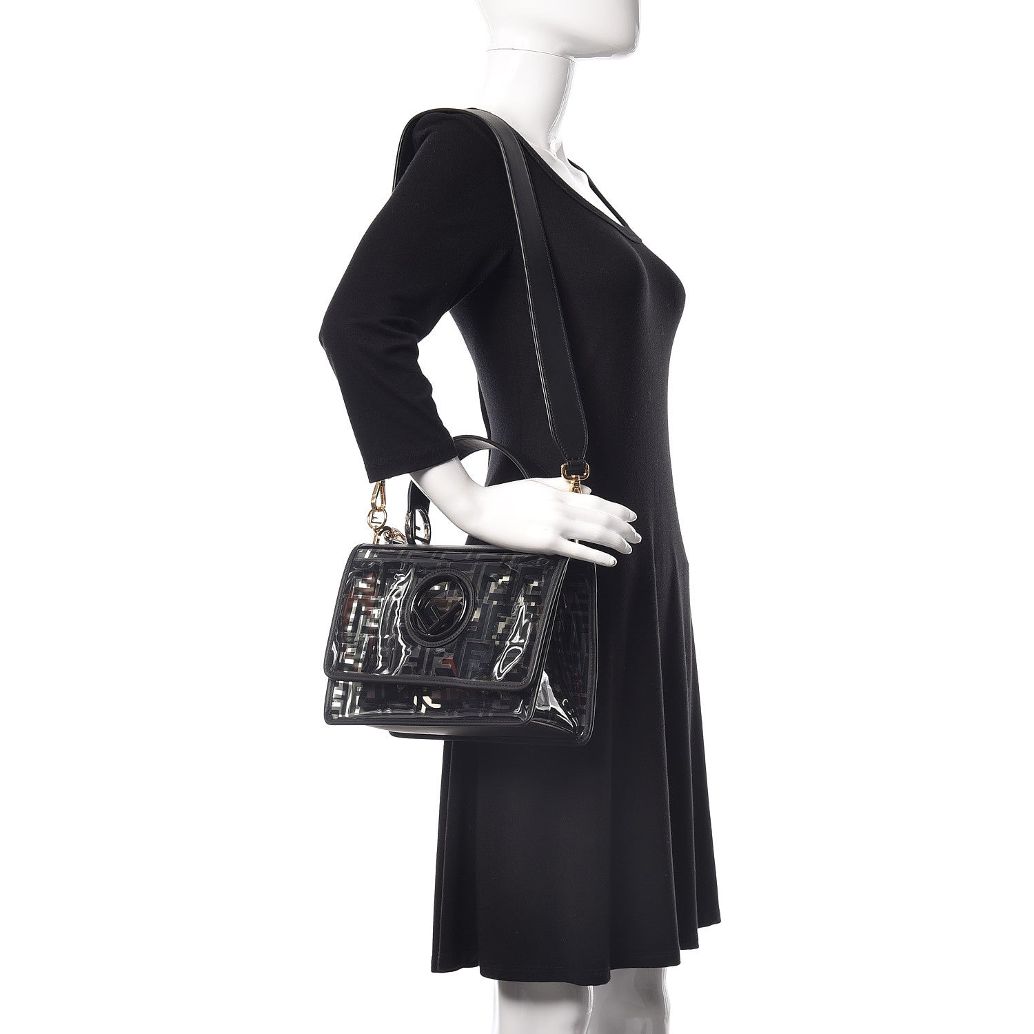 Fendi TPU FF Vitello Century F is Fendi Kan I Shoulder Bag Black 2 of 8