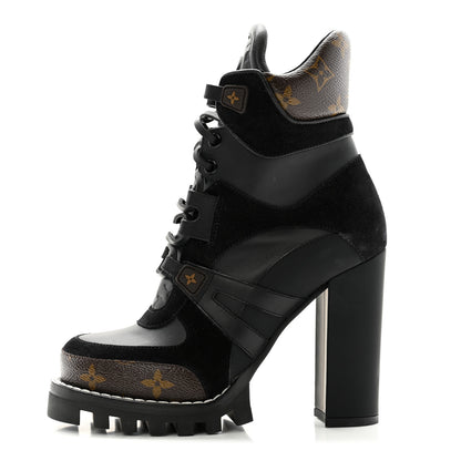 Louis Vuitton Suede Calfskin Monogram Star Trail Ankle Boots 36 Black 1 of 10