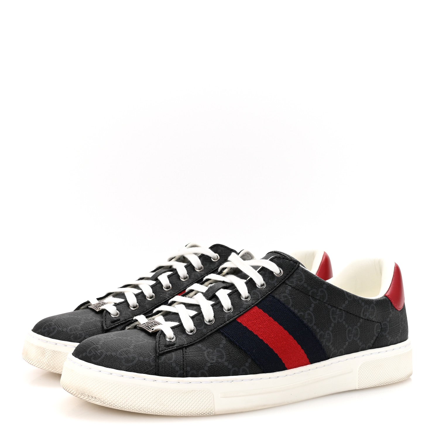 Gucci GG Supreme Monogram Web Mens New Ace Sneakers 8.5 Black 4 of 10