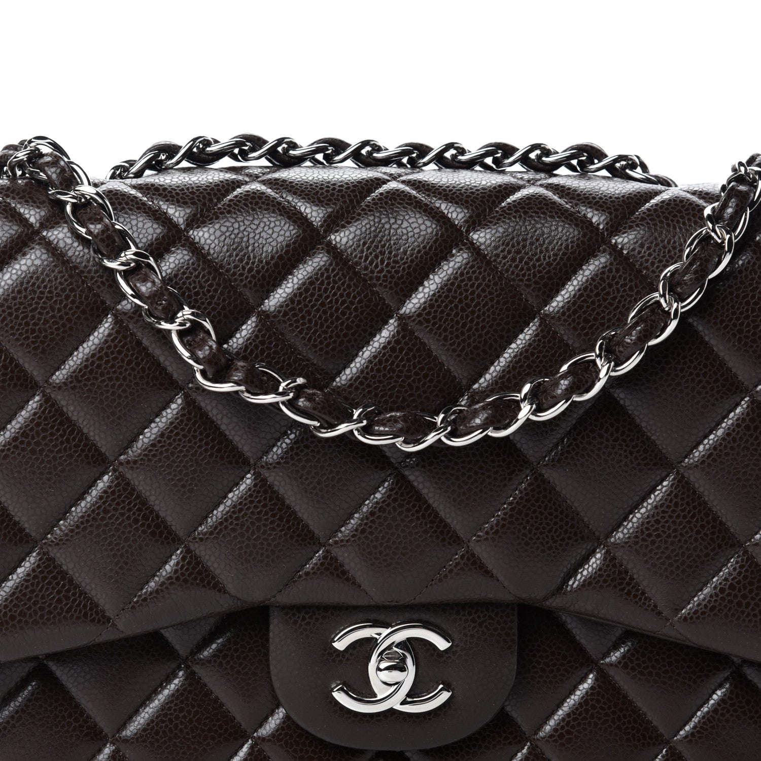 Chanel Caviar Quilted Jumbo Single Flap Dark Brown 10 of 11