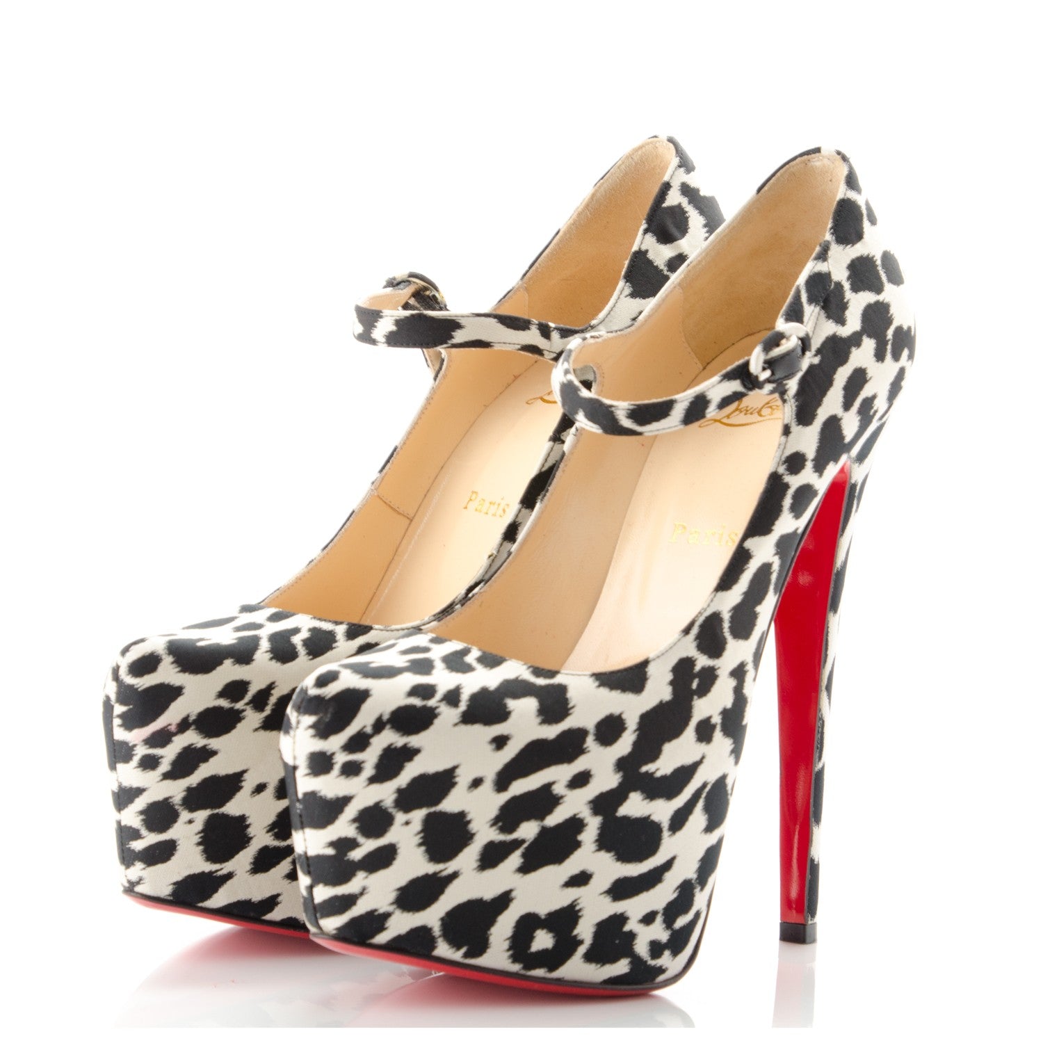 Christian Louboutin Tissu Leopardino Lady Daf 160 Pumps 39 Black White 3 of 10