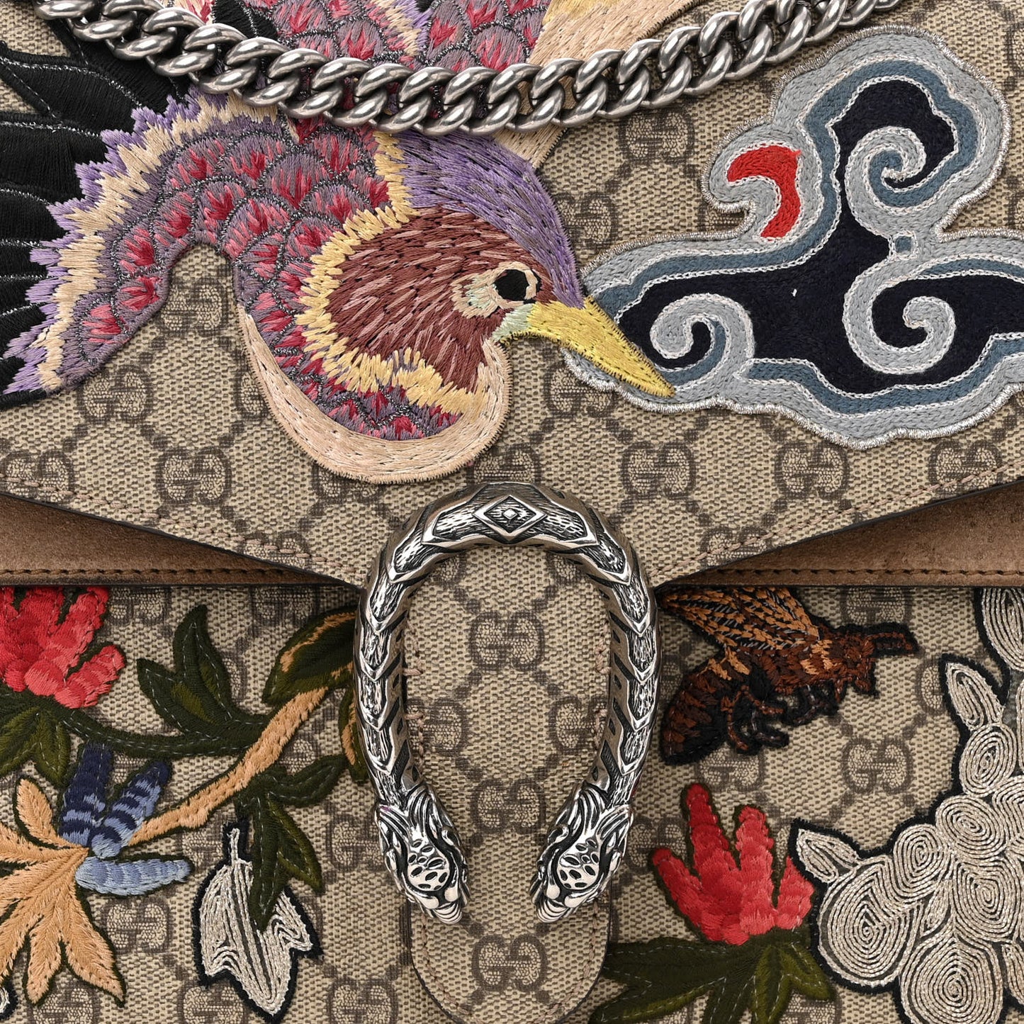 GG Supreme Monogram Embroidered Medium Dionysus Shoulder Bag Taupe