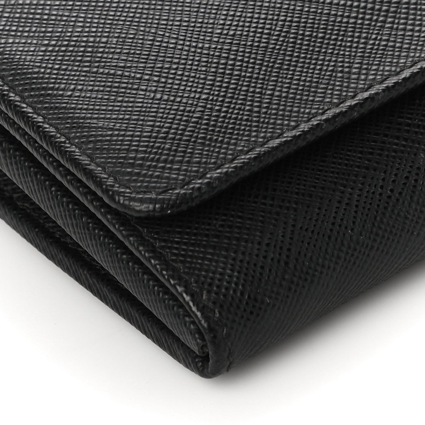 Saffiano Metal Continental Flap Wallet Black Fuoco
