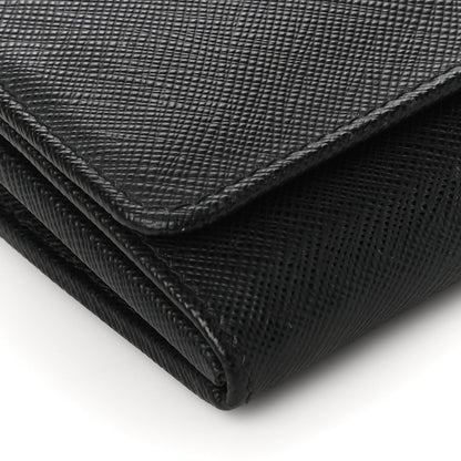 Prada Saffiano Metal Continental Flap Wallet Black Fuoco 9 of 11