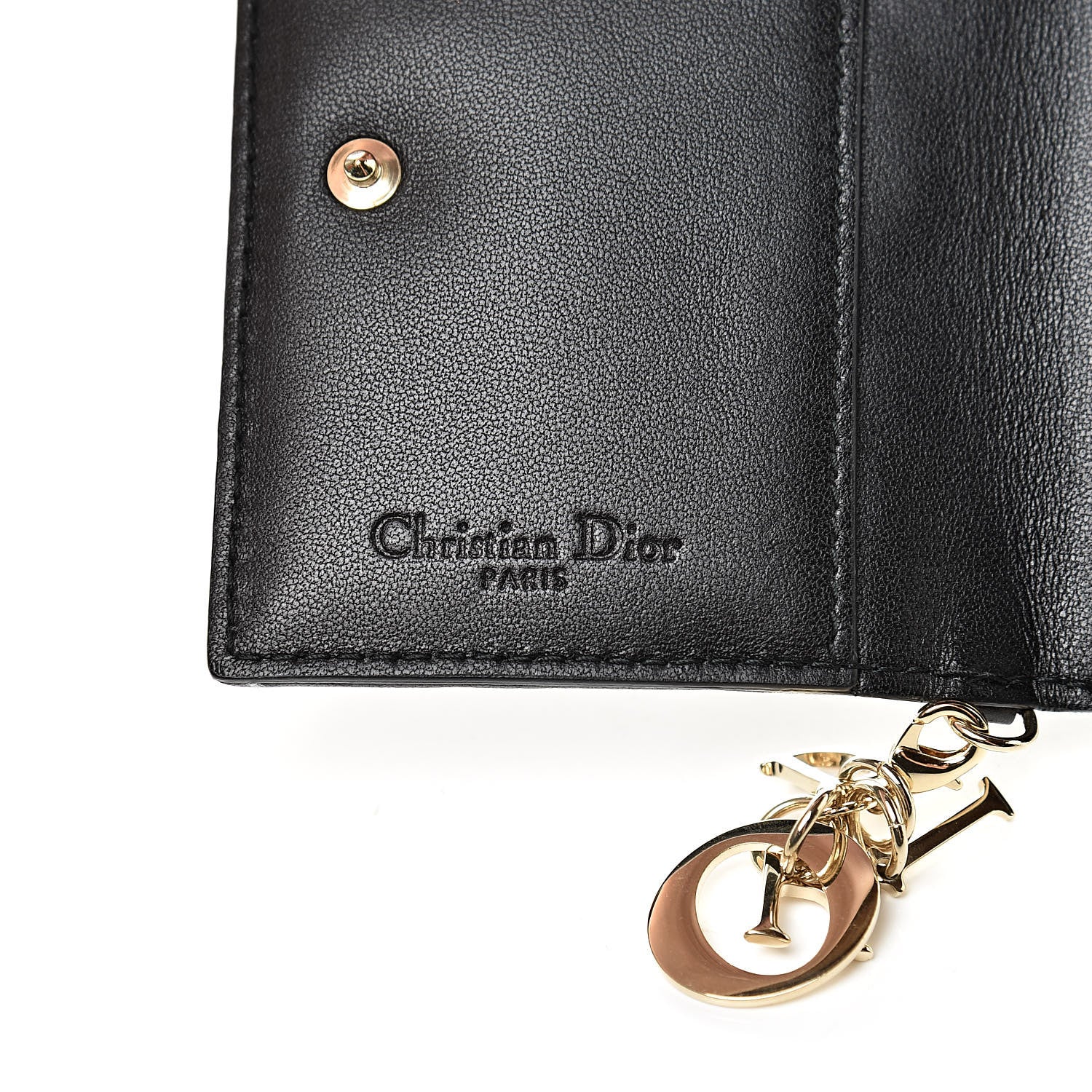 Christian Dior Lambskin Cannage Small Lady Dior Flap Card Holder Black 6 of 8