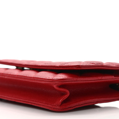 Chanel Caviar Quilted Wallet On Chain WOC Red 8 of 9