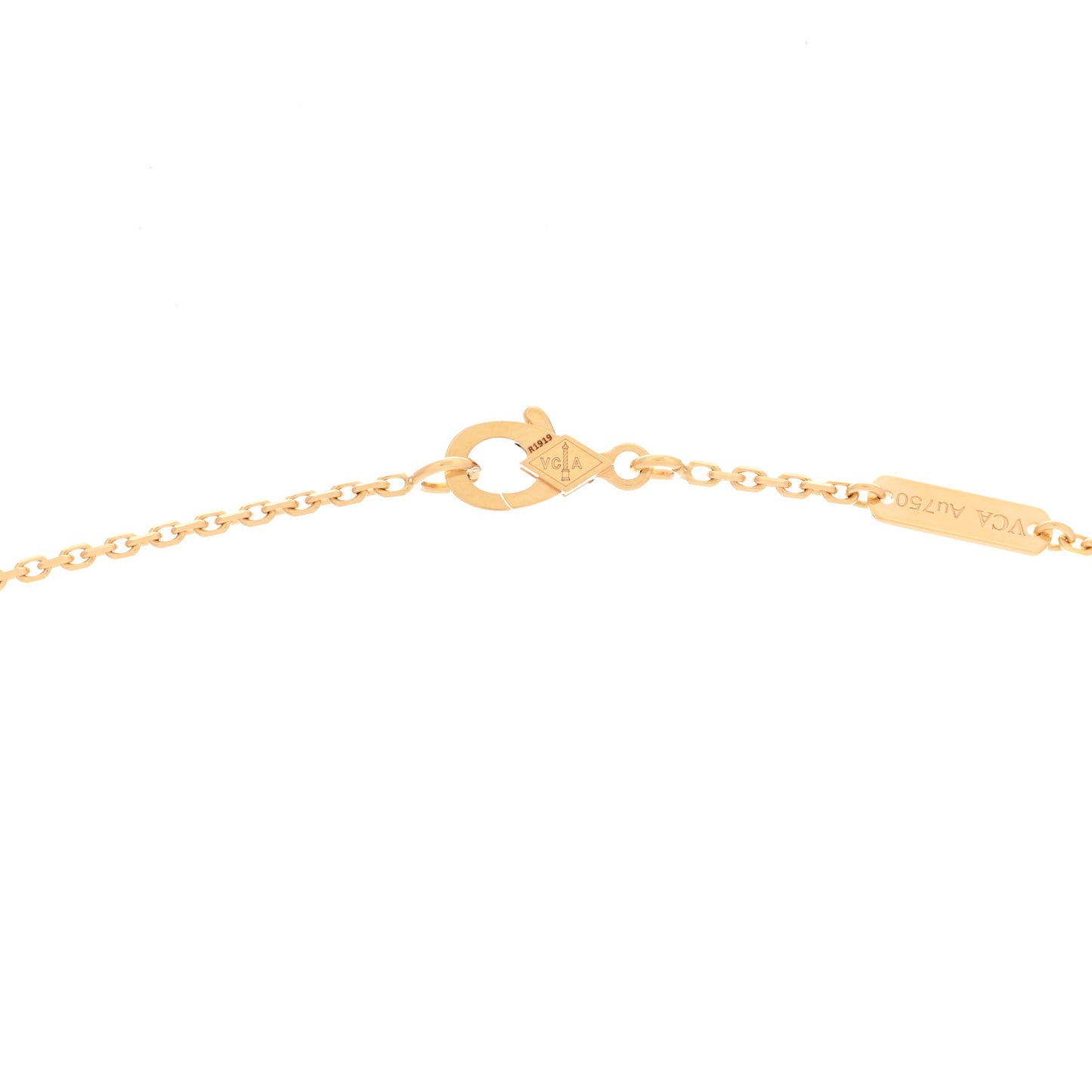18K Yellow Gold Mother of Pearl Vintage Alhambra Pendant Necklace