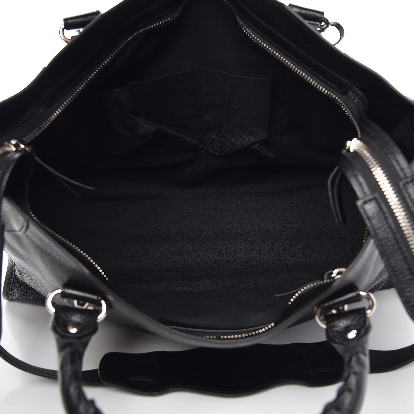 Chevre Silver Metallic Edge Hardware City Black