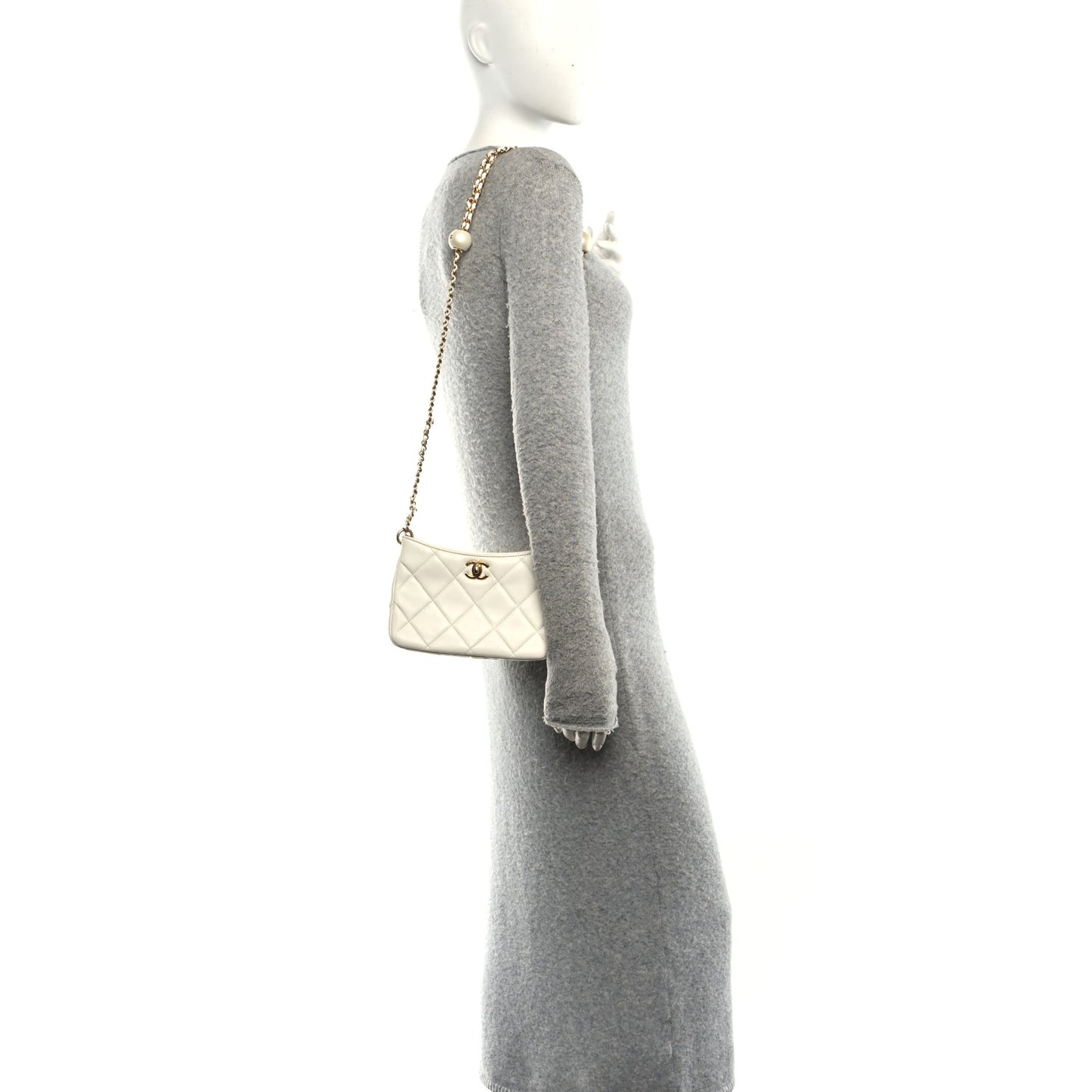 Lambskin Quilted Mini Pearl Crush Hobo White